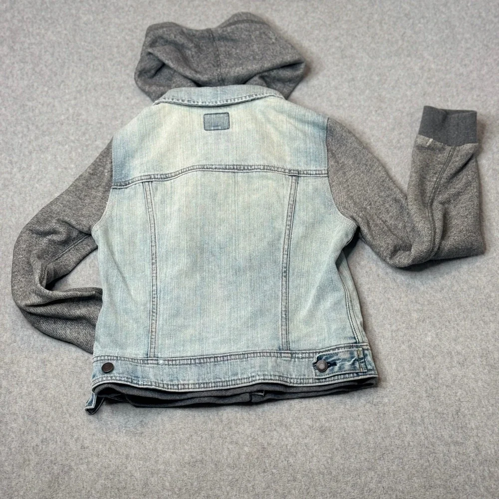 American Eagle‎ Outfitters Denim Hoodie Jacket Women's Small Gray Blue